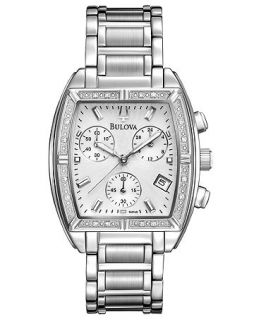 Bulova Watch, Womens Chronograph Diamond Accent Stainless Steel