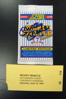 1991 Score Mickey Mantle Autographed RARE Unopened Dealer Pack JSA