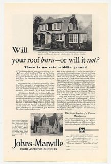 1929 Johns Manville Asbestos Roof Shingles House Ad