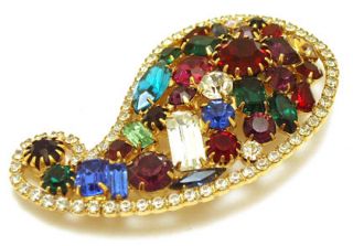 Vintage Large Marie Ferra Rhinestone Brooch Pin Jewelry
