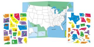 New Imaginetics USA Map 4 States Capitals 47 Magnets