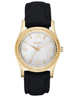 DKNY Watch, Womens Black Leather Strap 32mm NY8368