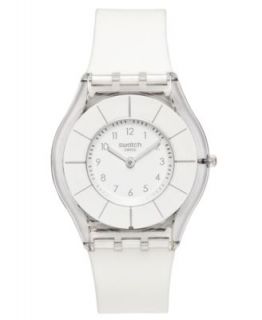 Swatch Watch, Unisex Swiss White Classiness White Silicone Strap 34mm