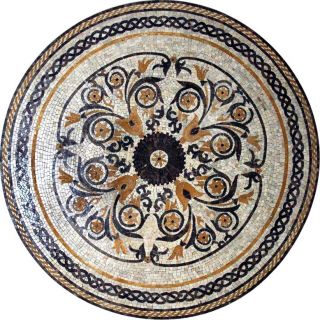 Medallion Mosaic Pattern Tile Art Stone Floor Tabletop