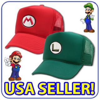 New Super Mario Luigi Costume Mesh Cap Cosplay Hat Twin
