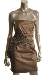 Mark James by Badgley Mischka New Bronze Faux Leather Cocktail Evening
