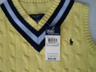 Ralph Lauren Yellow Sweater Vest Pony Cable Boys 4