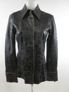 Marisa Minicucci Black Leather Button Down Jacket Sz 6