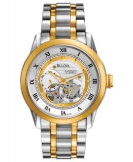 Bulova Watch, Mens Automatic Two Tone Stainless Steel Bracelet 42mm