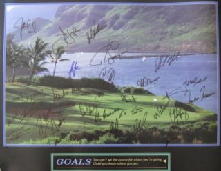 Goals Golf Poster Signed by 29 PGA Stars Tiger Woods ELS Mickelson