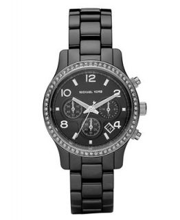 Michael Kors Watch, Womens Chronograph Runway Black Ceramic Bracelet