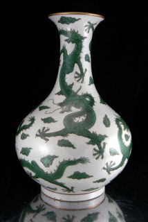 Daoguang Mark Green Glazed Imperial Dragon Vase RARE
