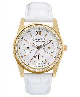 Caravelle by Bulova Watch, Womens White Leather Strap 36mm 44N100