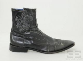 Mark Nason Mens Black Leather Dragon Engraved Ankle Boots Size 14