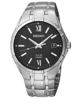 Seiko Watch, Mens Solar Stainless Steel Bracelet 38mm SNE215   All