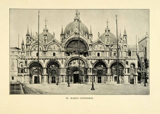 1901 Print St Marks Cathedral Basilica Church Byzantine Architecture
