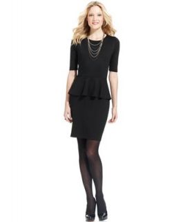 NY Collection Dress, Short Sleeve Peplum Sheath