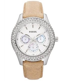 Fossil Watch, Womens Chronograph Stella Sand Leather Strap 37mm