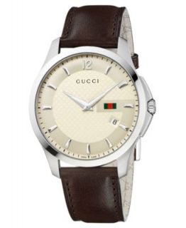 Gucci Watch, Mens Swiss G Timeless Black Leather Strap 40mm YA126304