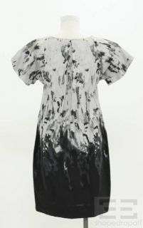 Marni Grey Black Ink Print Cotton Short Sleeve Dress