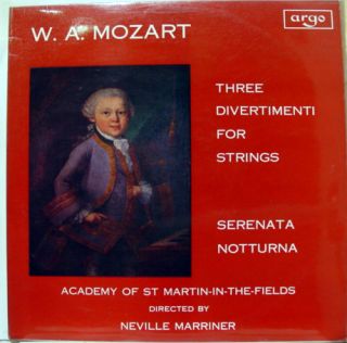 Marriner Mozart Three Divertimenti LP Mint ZRG 554 Vinyl 1968 Record