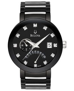 Bulova Watch, Mens Diamond Accent Black Tone Stainless Steel Bracelet