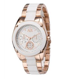 Armani Exchange Watch, Womens White Silicone Wrapped Rose Gold