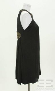 Martin Grant Black Jersey Knit & Gold Jacquard Sleeveless Dress Size