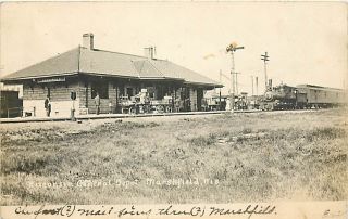 Depot Wisconsin Marshfield RPPC Wis Central Railroad Station Train