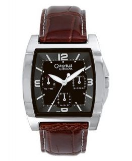 Caravelle by Bulova Watch, Mens Brown Leather Strap 43C20