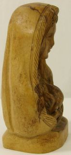 Antique Wood Carving of Virgin Mary w Arms Crossed Lathe Turned