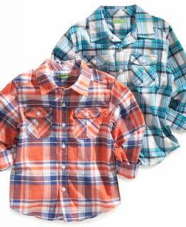 DKNY Kids Shirt, Little Boys Railroad Plaid Shirt   Kids