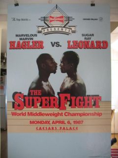 1987 Marvin Hagler vs Sugar Ray Leonard Vintage Boxing Poster