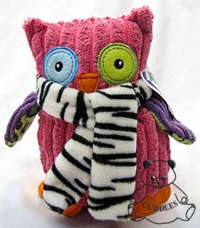 Opal Owl Pink Bird Mary Meyer Plush Toy Stuffed Animal Zebra Print