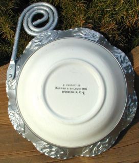 Vtg Farber Shlevin Hammered Aluminum Porcelain Bowl