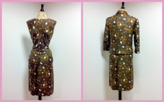 Vintage 1950s Couture Harvey Berin Silk Cocktail Dress and Matching