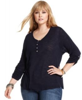 Lucky Brand Jeans Plus Size Top, Lillian Three Quarter Sleeve Lace