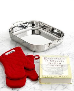 All Clad Stainless Steel Lasagna Pan, Oven Mitts and Cookbook