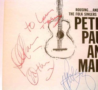Peter Paul and Mary Hand Signed Autographed on Their Debut Album