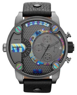 Diesel Watch, Mens Black Leather Strap 51mm DZ7270   All Watches