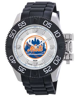 Game Time Watch, Mens New York Mets Black Polyurethane Strap 47mm MLB