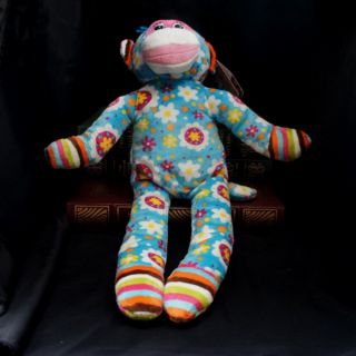 MM38460A Mary Meyer Print Pizzazz 2012 Sock Monkey Blue with Flower