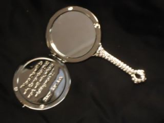 Mary Kay Miniature Silver Tone Vanity Purse Size Hand Held Mirror with