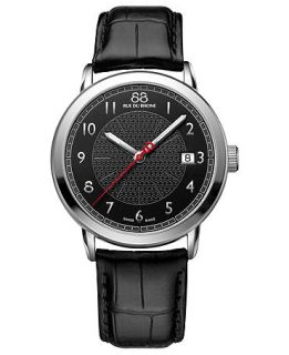 88 RUE DU RHONE Watch, Mens Swiss Double 8 Origin Black Leather Strap