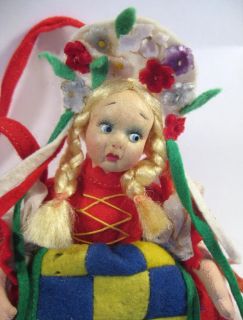 Russian Girl Lenci Miniature Mascotte Felt Doll Purse Hand Bag