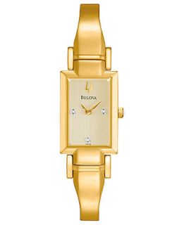Bulova Watch, Womens Gold Tone Diamond Accent Bangle Bracelet 18mm