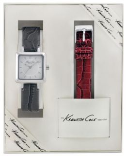 Kenneth Cole New York Watch Set, Womens Interchangeable Gray and Red