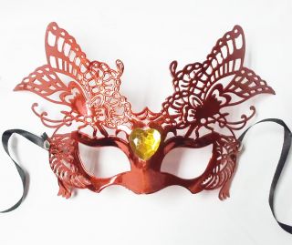 Butterfly masquerade party ball mask jewelled, Green, Pink, Red Silver