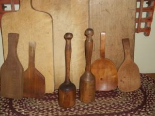 Early Antique Primitive Lovely Bell Shaped Maple Wooden Mashers