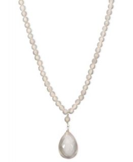 Sterling Silver Necklace, Rose Quartz Teardrop Pendant (55 ct. t.w.)